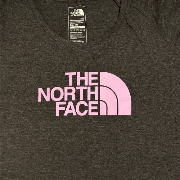 The North Face Women's Charcoal Tee with Light Purple Logo - Slim Fit - Picture 3 of 3